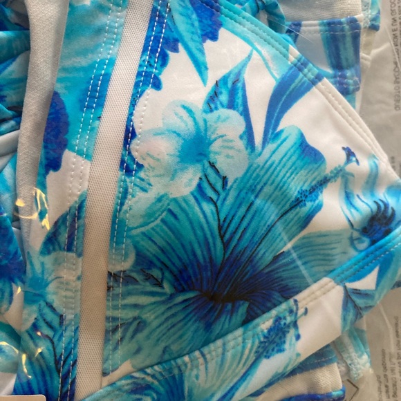 Turquoise Floral Cutout Wrap Bikini - Picture 4 of 6
